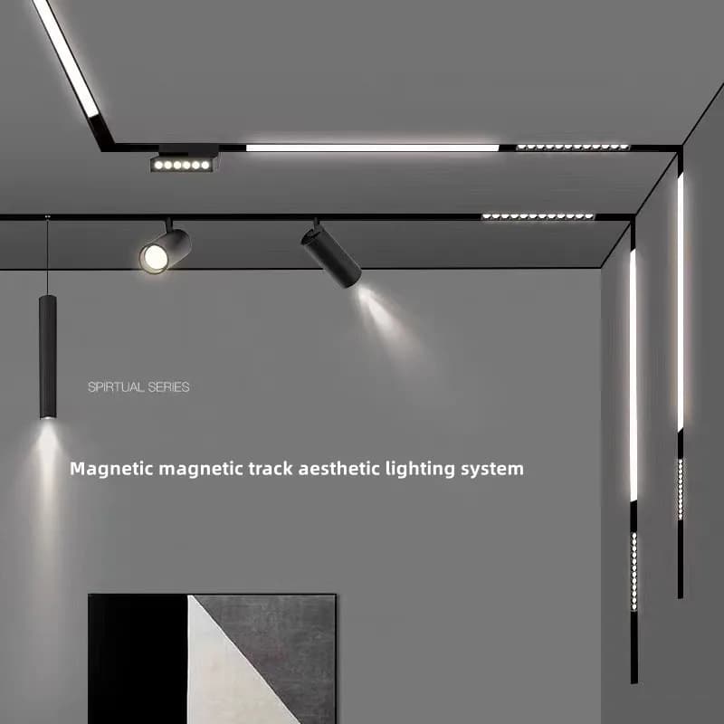 Magnetyczna lampa szynowa Kratka Lampa powodziowa Nowoczesna wbudowana elastyczna oprawa liniowa Reflektor LED DC48V Sufitowa mieszkanie w