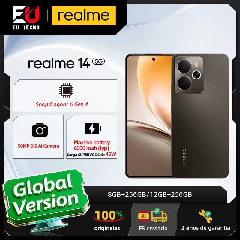 Globalna wersja smartfona Realme 14 5G, Snapdragon 6 Gen, ekran AMOLED 6,67 cala 120 Hz, wyświetlacz e-sportowy, bateria Titan 6000 mAh, aparat 50 MP
