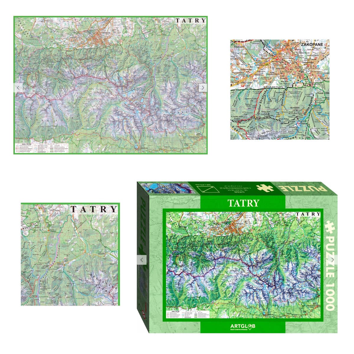 ArtGlob, puzzle, mapa turystyczna Tatry 1:50 000, 1000 el.
