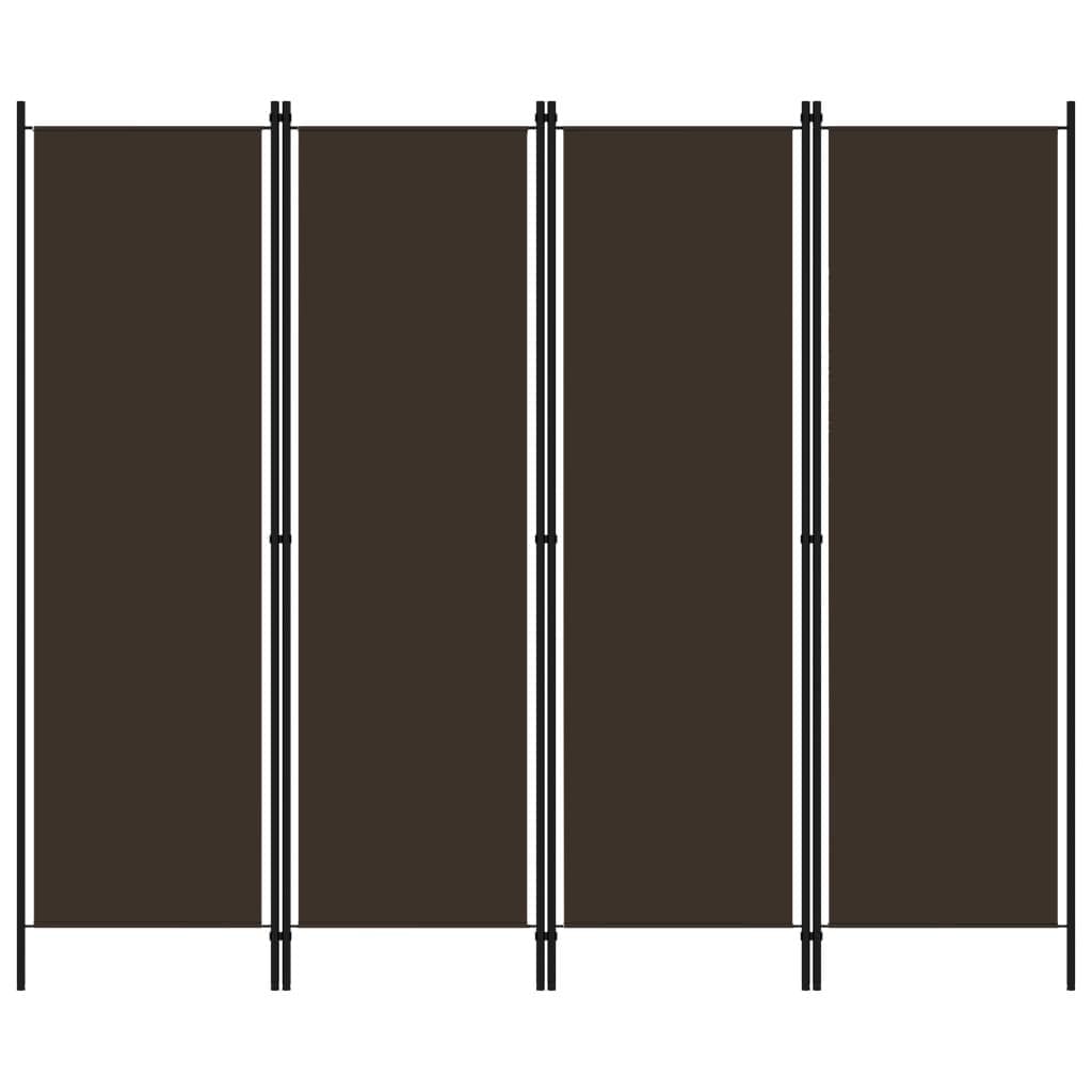 Parawan 4-panelowy, brązowy, 200 x 180 cm