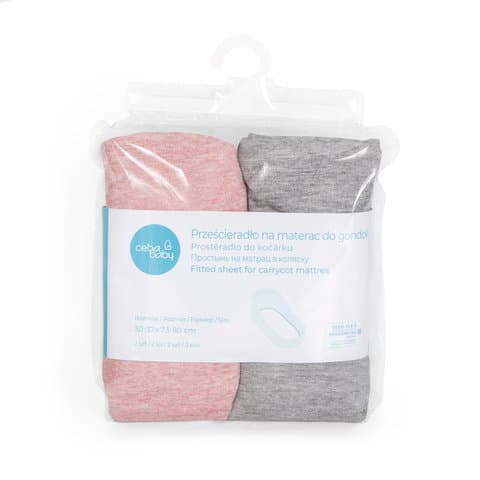 prześcieradło do gondoli 73-80x30-37 2szt Light grey+Pink