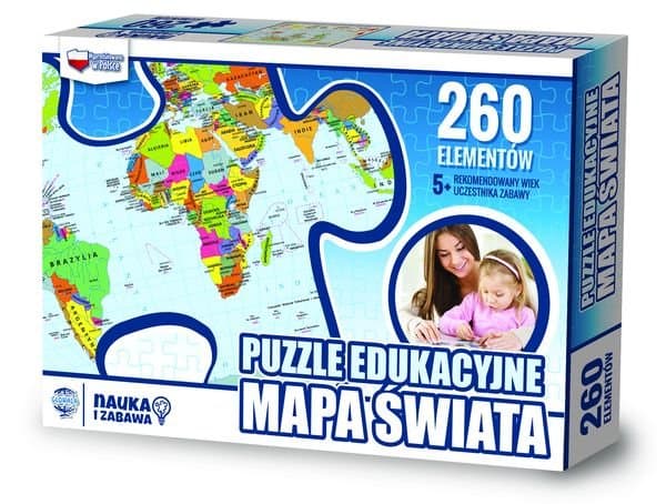 Zachem, puzzle, edukacyjne Mapa Świata, 260 el.