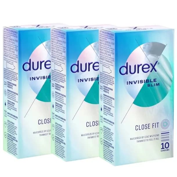 Prezerwatywy Durex Invisible CLOSE FIT cienkie węższe 30 szt. dopasowane