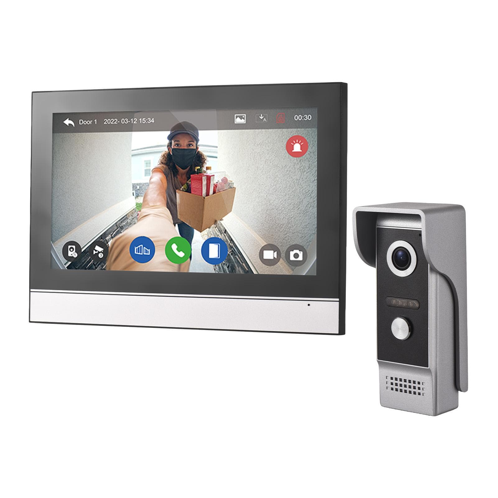 1080P Bezprzewodowa kamera wideo z dzwonkiem do drzwi z monitorem TY APP WiFi 7-calowy ekran dotykowy wideodomofon