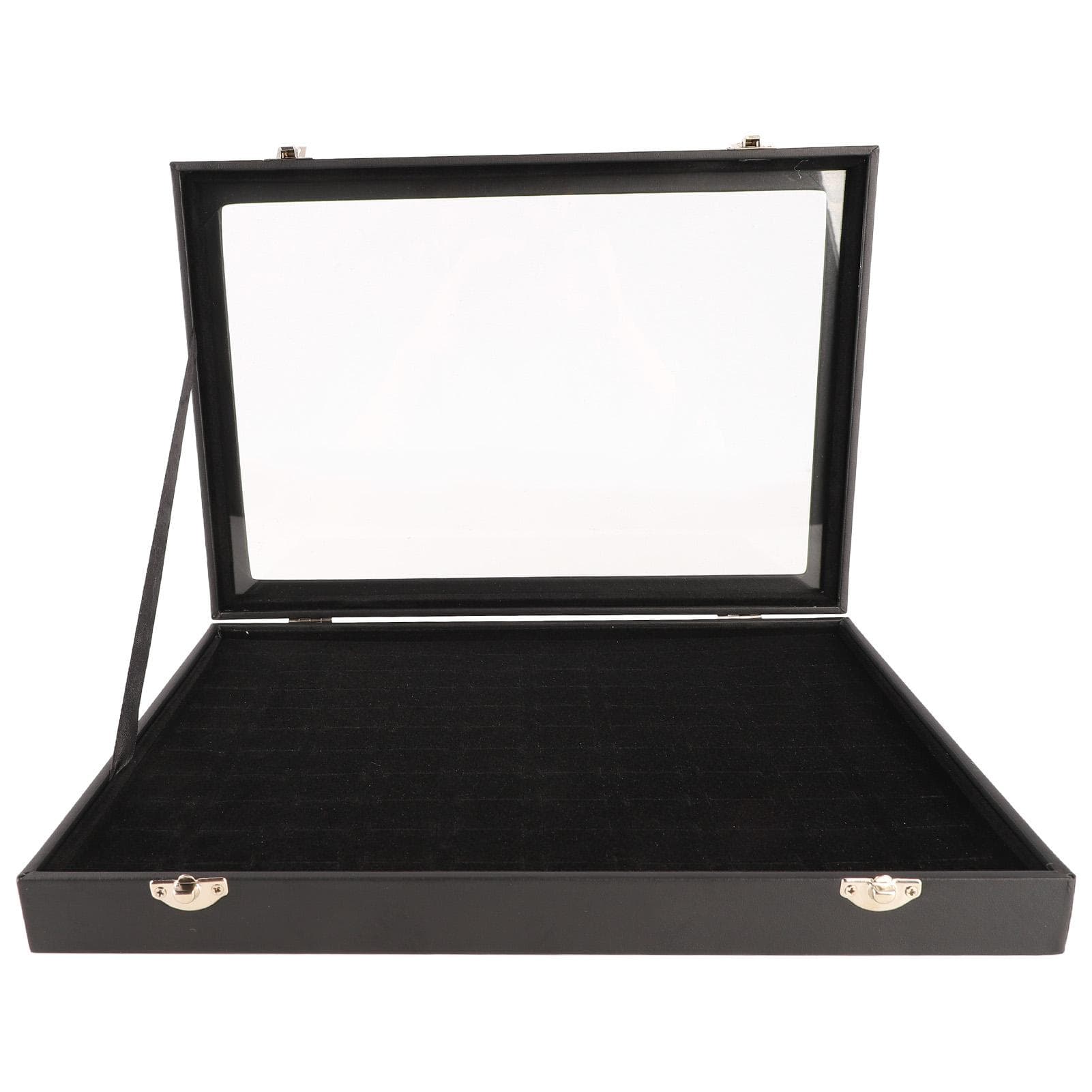 Organizer na pierścionki z przezroczystą pokrywką, 100 gniazd, tacka na kolczyki i biżuterię