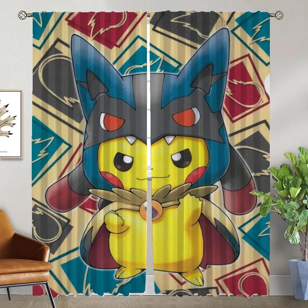 Tiul do Sypialni Przegroda Pokemon Dekoracja Halloween Wystrój Domu Zasłony 2 Sztuki Nowoczesne Zasłony do Salonu Rolety
