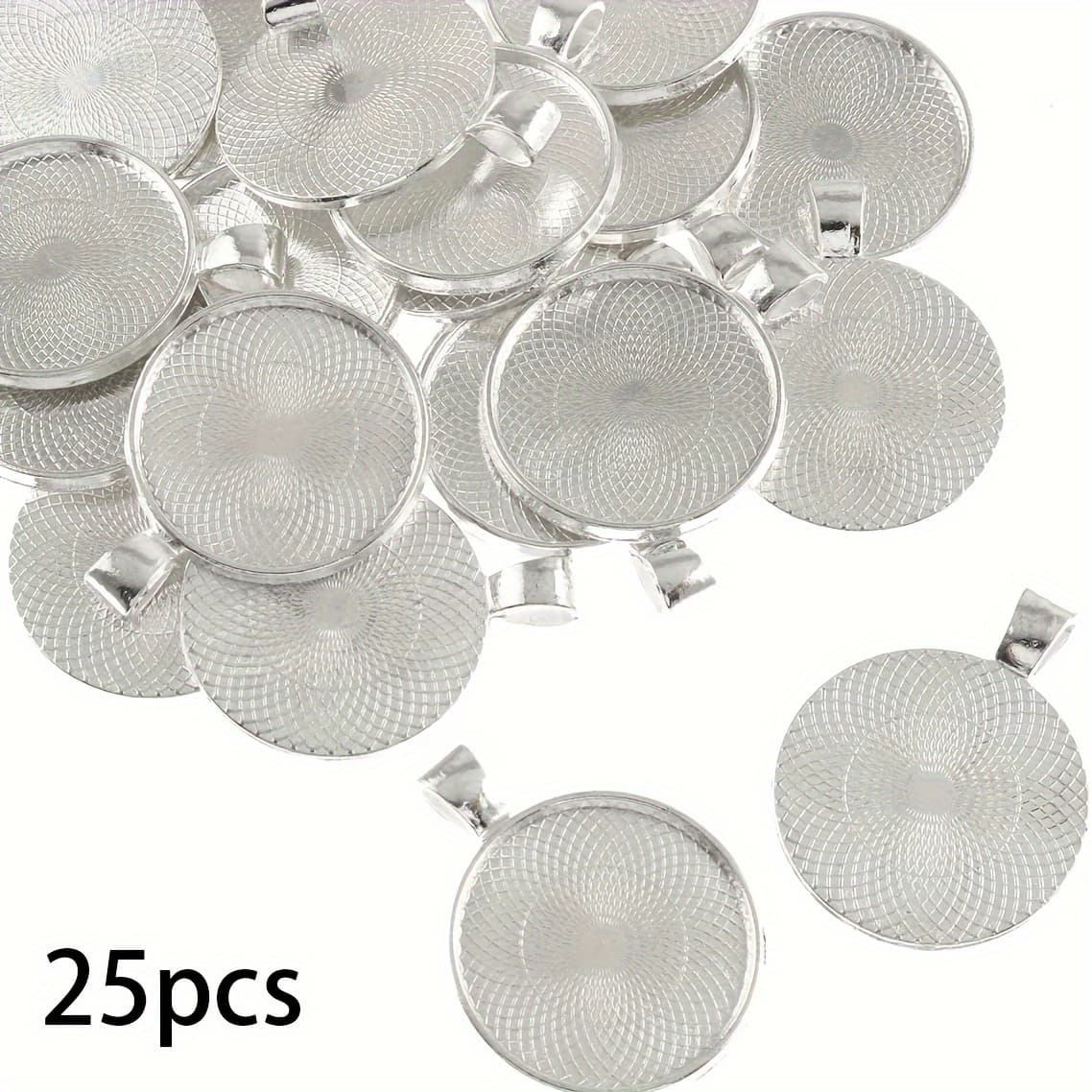 TEMU 25 szt. Okrągłe Podstawki do Kaboszonów, Puste Podstawy do Tworzenia Biżuterii DIY, Akcesoria do Rękodzieła, Fotografii, 25 mm