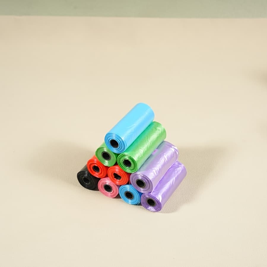 TEMU 10 rolek worków na psie odchody z nadrukiem łap w różnych kolorach, szczelne, zaprojektowane dla pielęgnacji zwierząt