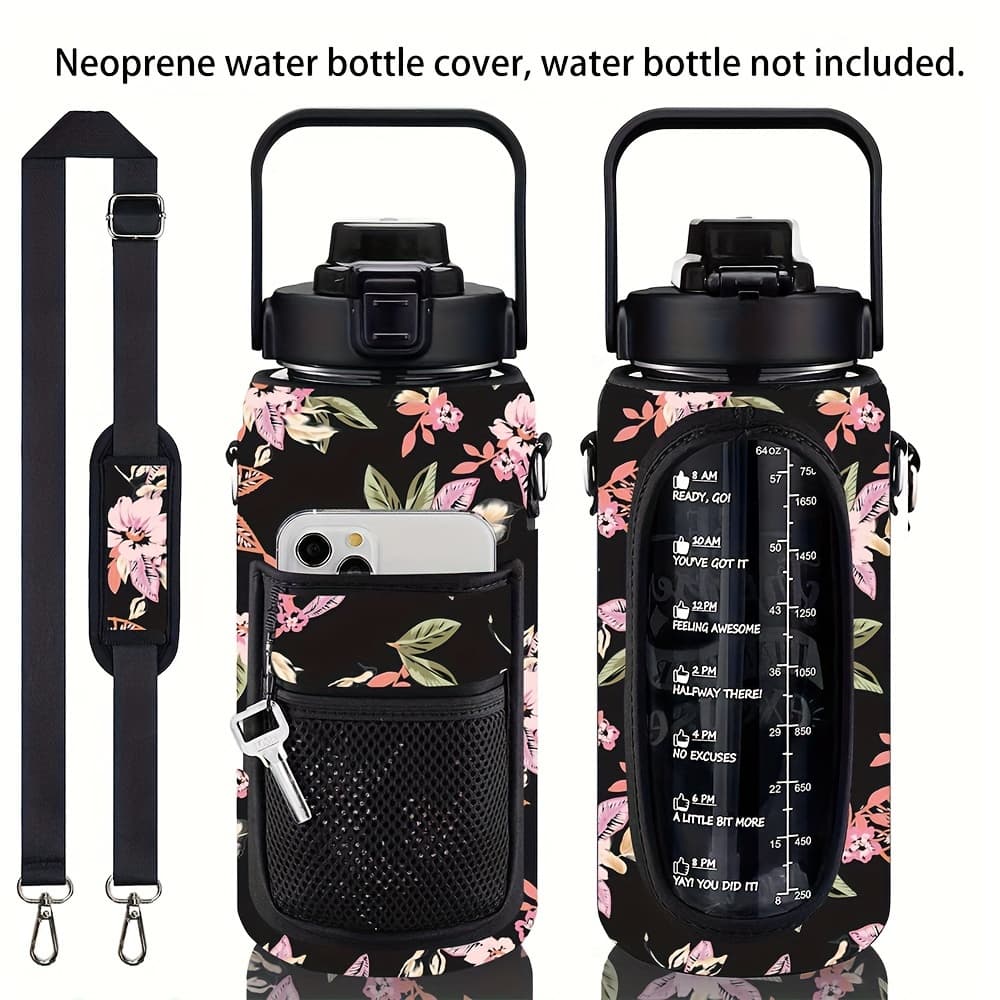 TEMU Pokrowiec na butelkę sportową 2L, antypoślizgowy pokrowiec na kubek z uchwytem na telefon komórkowy i regulowanym paskiem