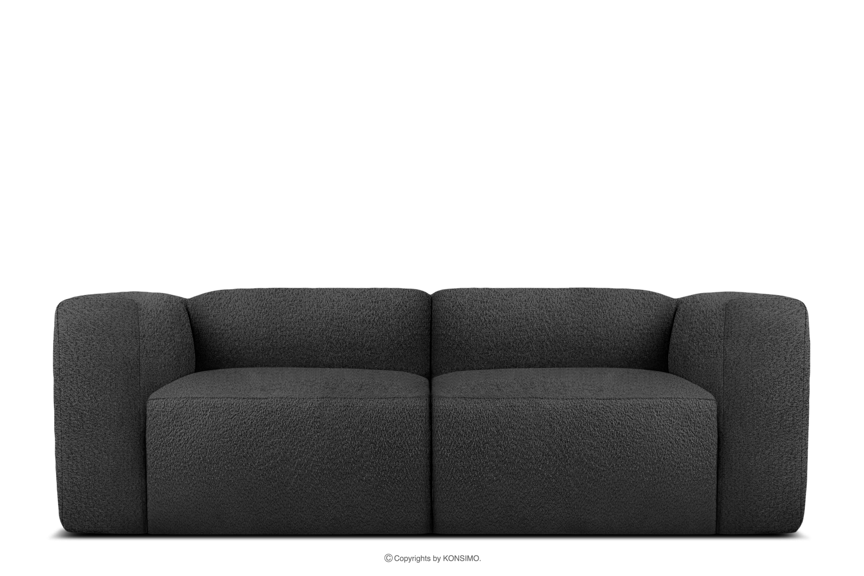 Miękka sofa dwuosobowa w tkaninie boucle ciemny szary BUFFO