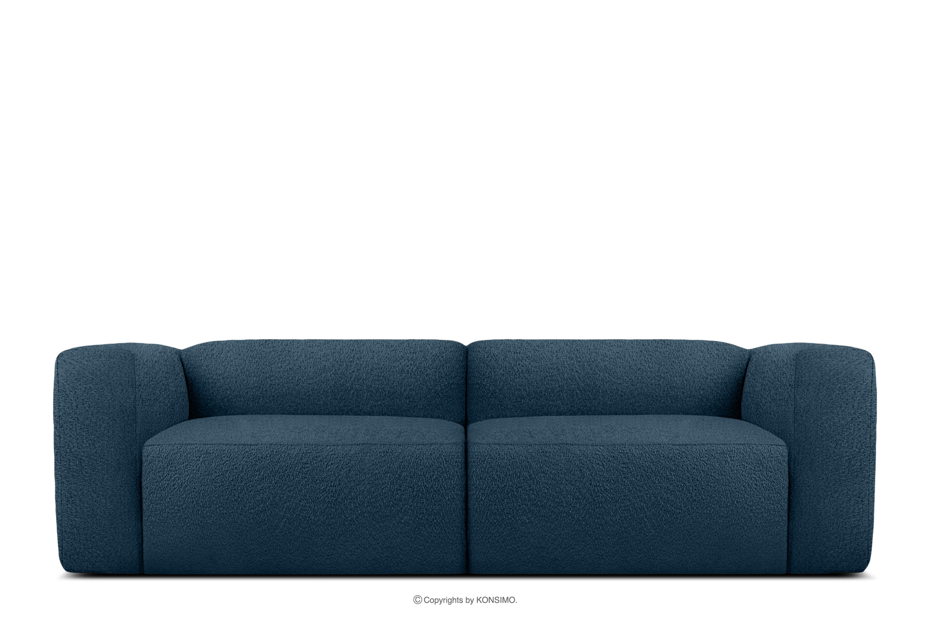 Miękka sofa 2,5 w tkaninie boucle granatowy BUFFO