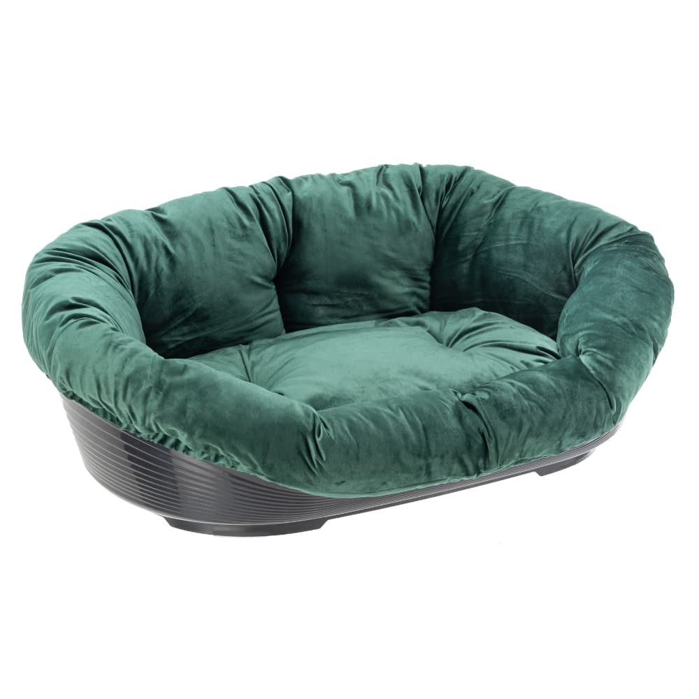Kosz Ferplast Siesta Deluxe, czarny z zieloną poszewką  - Rozmiar 4: dł. x szer. x wys.: 64 x 48 x 25 cm