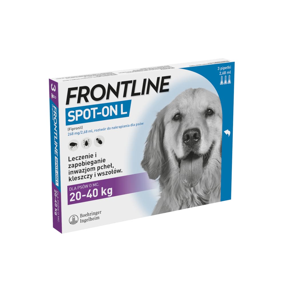 Frontline Spot-on dla psów  - L: 20-40 kg (3 pipety x 2,68 ml)