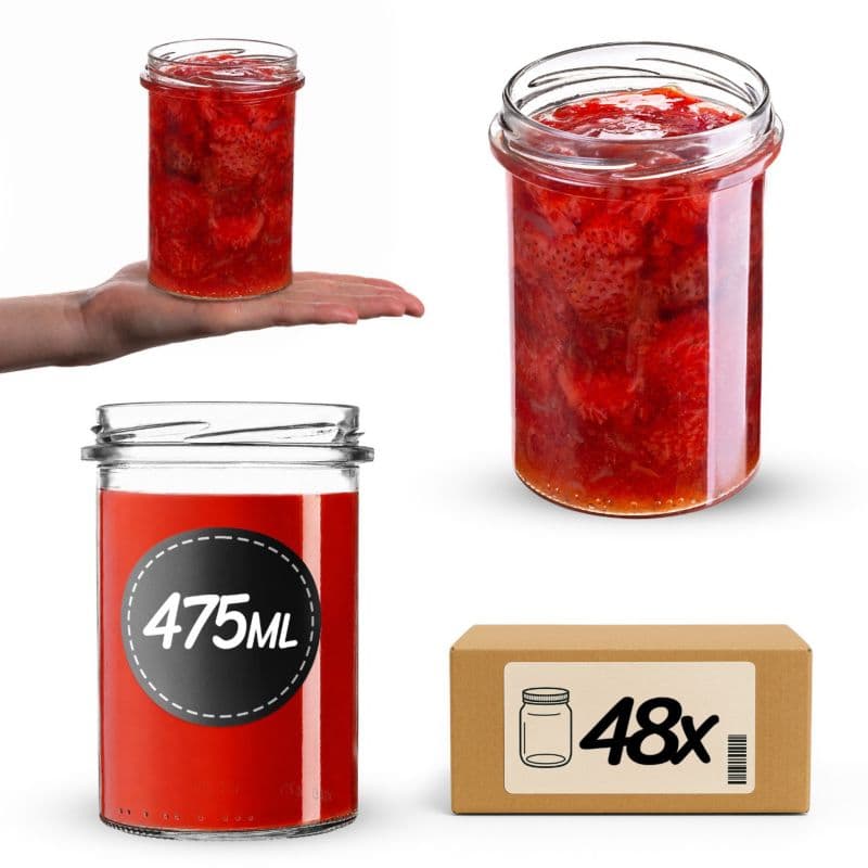 Słoik KADAX szklany do przetworów miodu dżemu weki Fi82 475ml 48 szt.