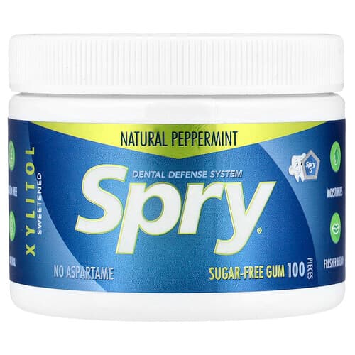 Xlear  Spry®  Dental Defense System  guma bez cukru  naturalna mięta pieprzowa  100 sztuk