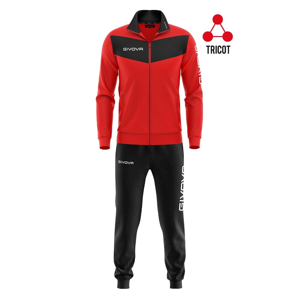 GIVOVA dres sportowy męski komplet bluza i spodnie Triacetato czarny/czerwony (S)