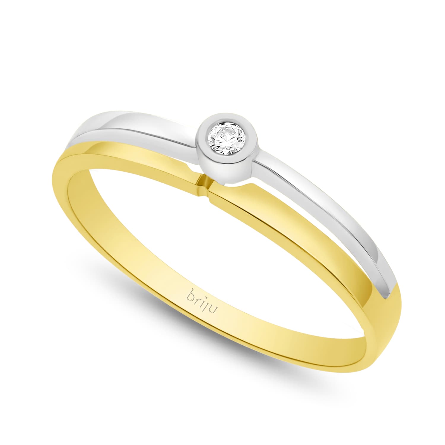Pierścionek z brylantem żółte złoto 0,030 ct 585 (B0122-100)