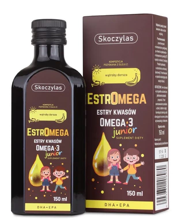 Skoczylas Estromega Rybie Kwasy Omega 3 Junior Suplement Diety 150ml