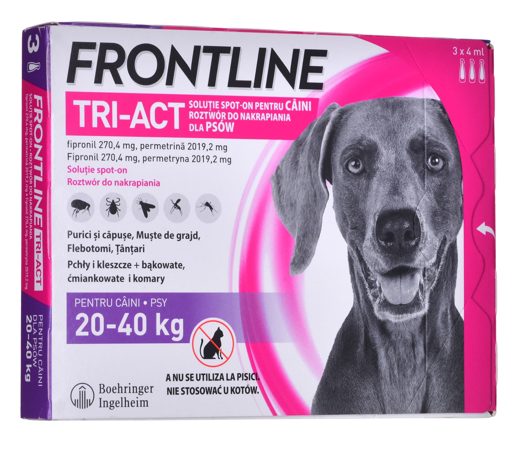FRONTLINE Tri-act L 20-40 kg - krople przeciw pasożytom dla psa - 3 x 4 ml