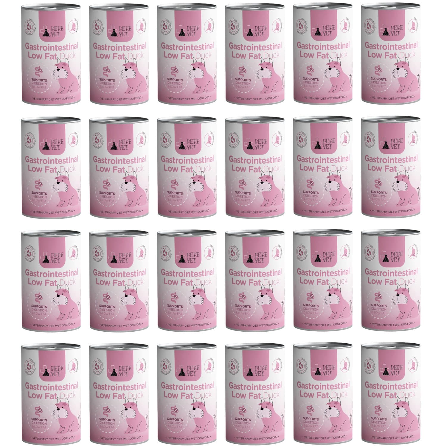 PAKA ZWIERZAKA Pepe Vet Gastrointestinal Low fat Mono Duck - mokra karma dla psa - 24x400g