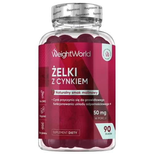 Żelki z Cynkiem 25 mg - 90 sztuk - Naturalny Cytrynian Cynku na Odporność, Włosy, Skórę, Kości i Paznokcie