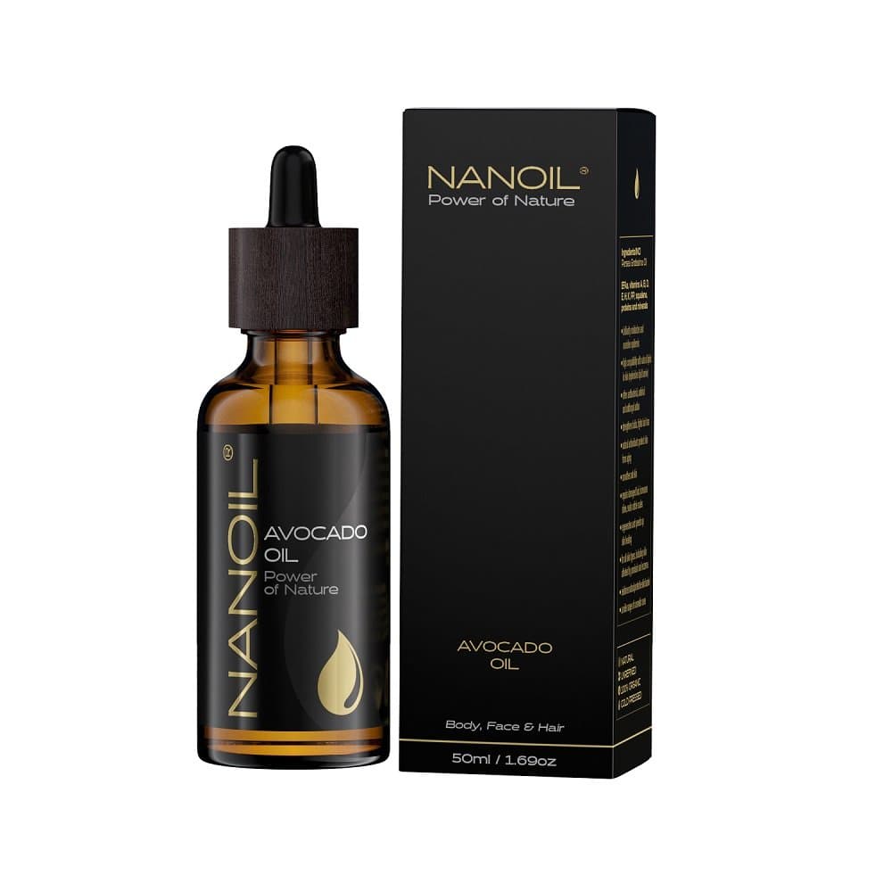 Nanoil Avocado Oil, Olej z awokado do pielęgnacji włosów i ciała 50ml