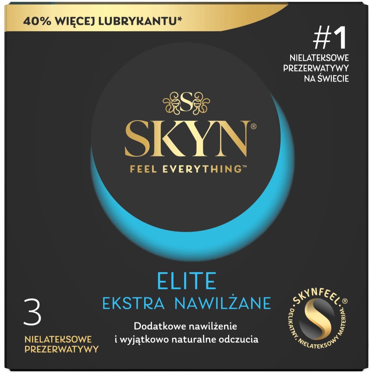 Skyn, Prezerwatywy Elite Extra Lube, Wyrób Medyczny, 3 szt. ekstra nawilżane