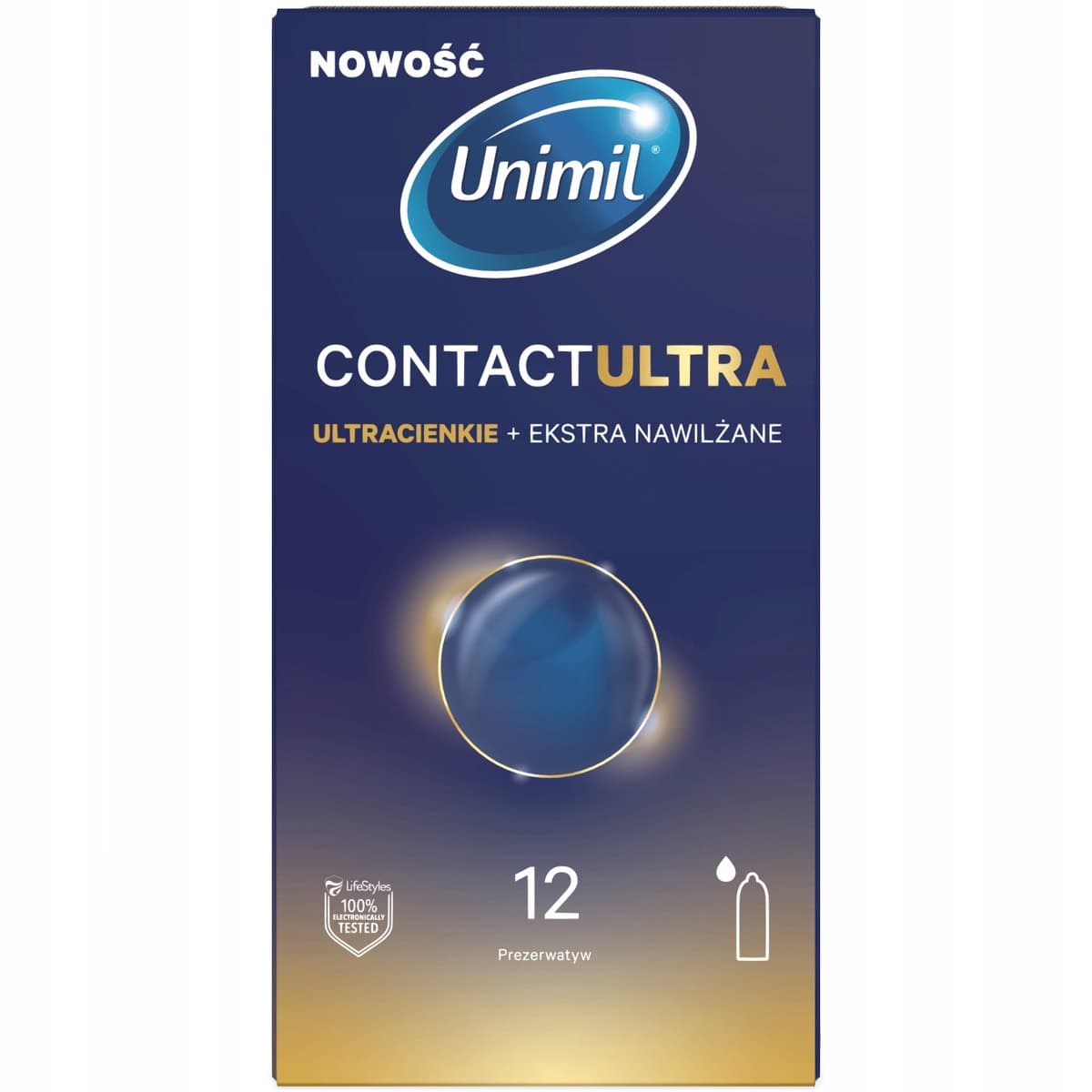 Unimil, Prezerwatywy Contact Ultra, 12 sztuk, Wyrób Medyczny, Ultracienkie nawilżane