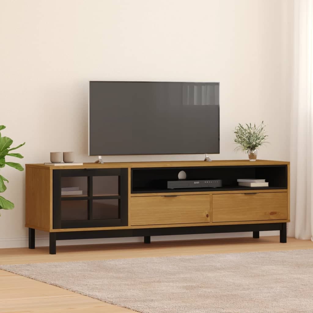 vidaXL Szafka TV z przeszklonymi drzwiczkami FLAM, 158x40x50 cm, sosna