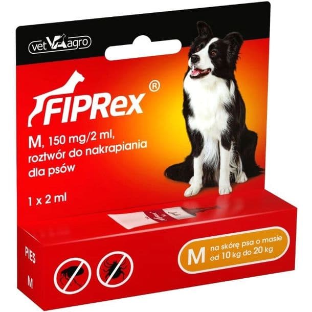 Fiprex M 150mg/2ml krople na pchły i kleszcze dla psa ŚREDNIE PSY 2 ml