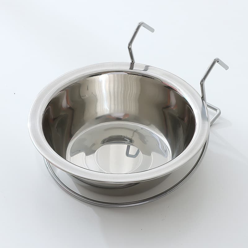 TEMU Pojedyncza miska ze stali nierdzewnej, zaprojektowana do zawieszenia na klatce dla psa, do karmienia
