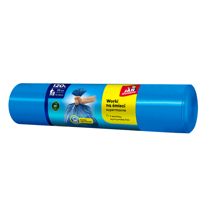 JAN NIEZBĘDNY Worki supermocne 120 l niebieskie 25 szt.