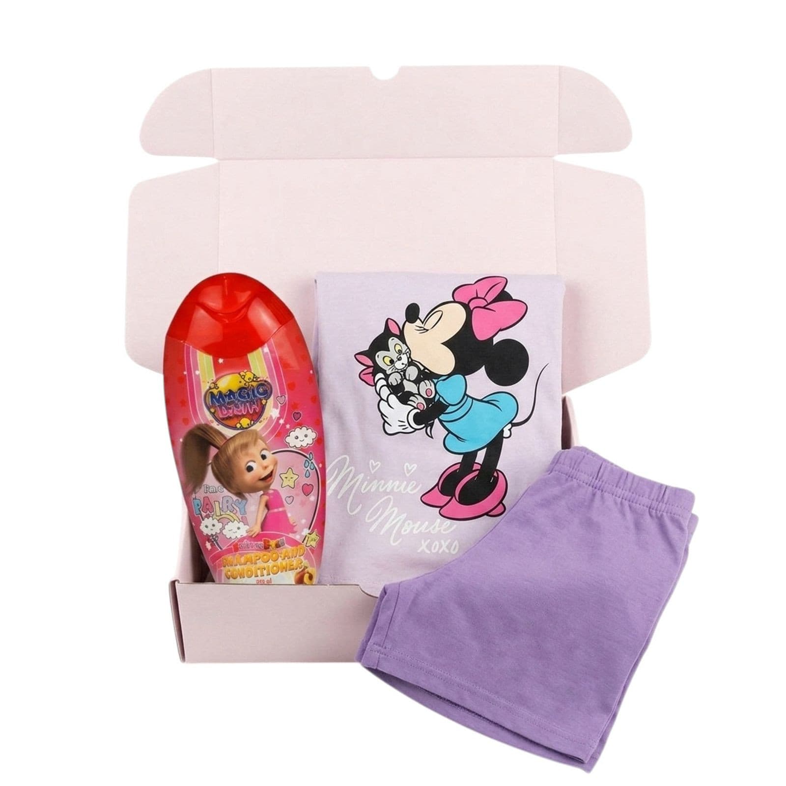 Dziewczęcy zestaw prezentowy piżama Minnie i szampon Masza i Niedźwiedź (2TAKJT2) 122/128
