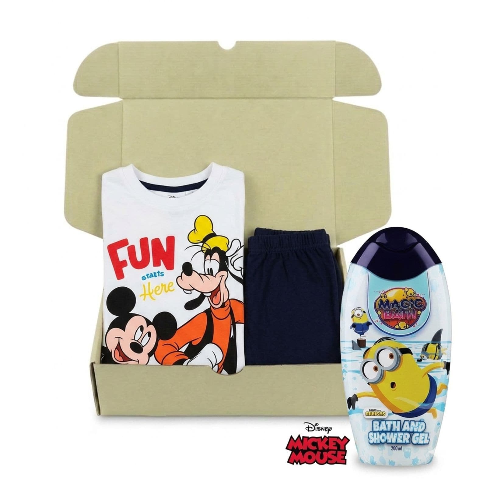 Chłopięcy zestaw prezentowy piżama Mickey i żel pod prysznic Minionki (2TAKJT1) 92