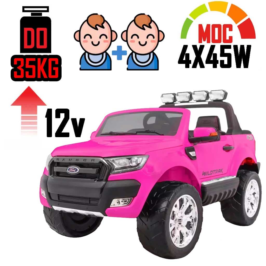 Kultowy Dwuosobowy Ford Ranger Wildtrak 4x4 FaceLifting Różowy dla 3-5 latka