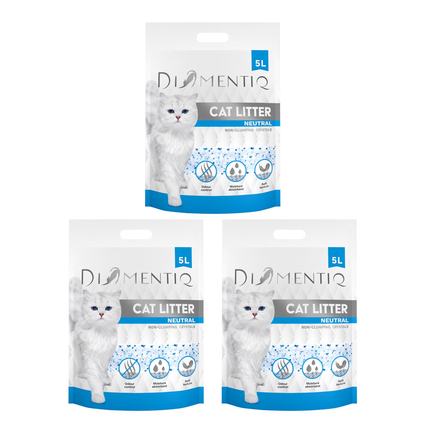DIAMENTIQ Neutral - żwirek neutralny niezbrylający - 3x5 l
