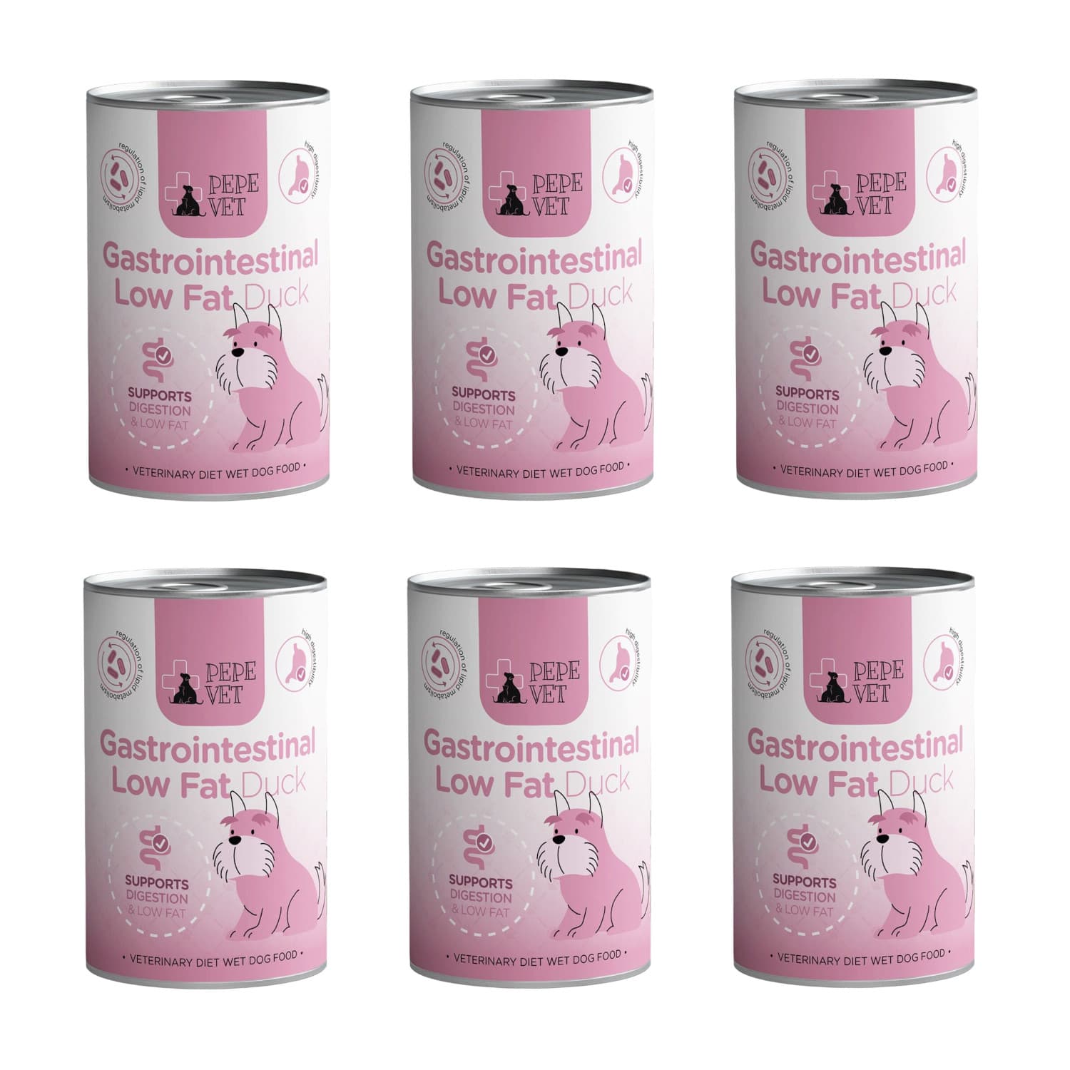 PAKA ZWIERZAKA Pepe Vet Gastrointestinal Low fat Mono Duck - mokra karma dla psa - 6x400g